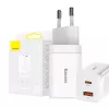 Cargador rápido Baseus Super Si Pro USB + USB-C 30W (blanco)