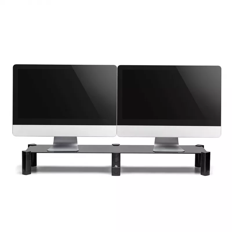 Soporte para monitor MACLEAN MC-936 doble brazo, carga máxima 20 kg, base de cristal templado