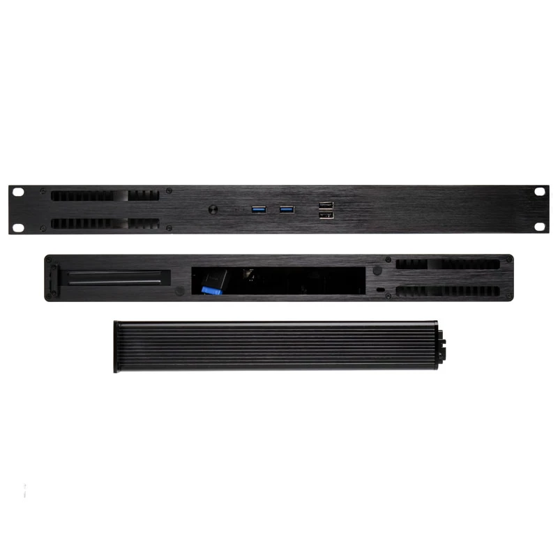 Akasa Galileo TU3 Caja Thin Mini-ITX 1U para rack, sin ventilador, OEM, Negro