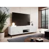 Mueble de TV Cama Meble MARMO 2D1S1K, 195x40x47,5 cm, blanco mate/superficie superior blanco mármol