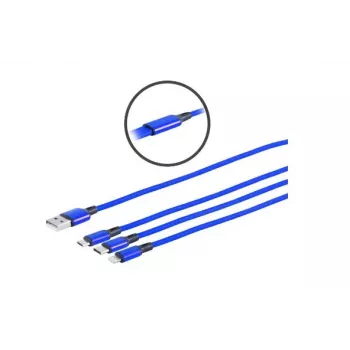 Cable USB Microconnect MC-USBA-3WAY USB 3.2 Gen 1 (3.1 Gen 1) 1,2 m USB C/Micro-USB B/Lightning azul