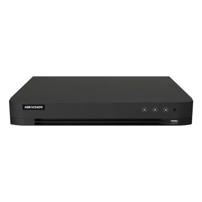 DVR Hikvision Pro Series 8 canales 5 MP 1U H.265 AcuSense, 8 entradas, Gigabit Ethernet, disco duro 12 TB, 12 V, 24 W
