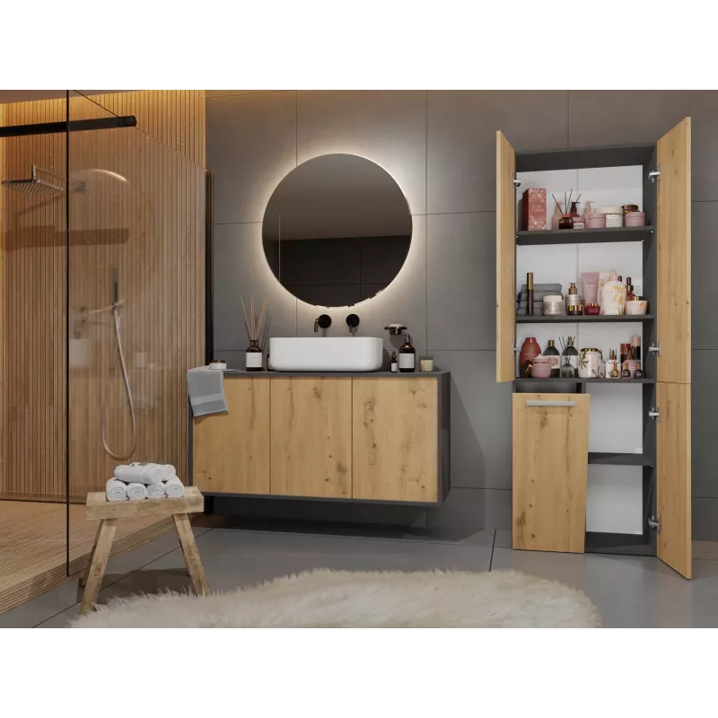 Mueble de baño bajo Topeshop NEL 1K DD ANT/ART KP grafito, roble