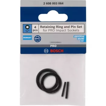 Set anillo de retención y pasador, para vaso de impacto PRO 1/4, seguro negro, 4 piezas