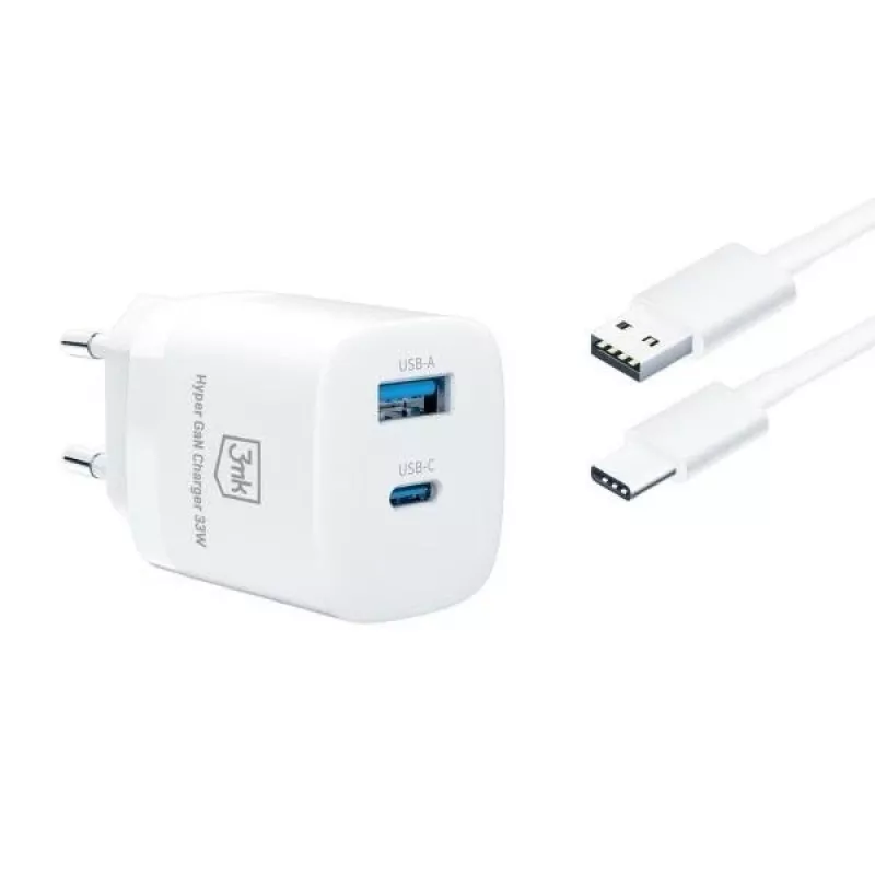 Cargador 33W GaN PD 1xUSB-A+1xUSB-A