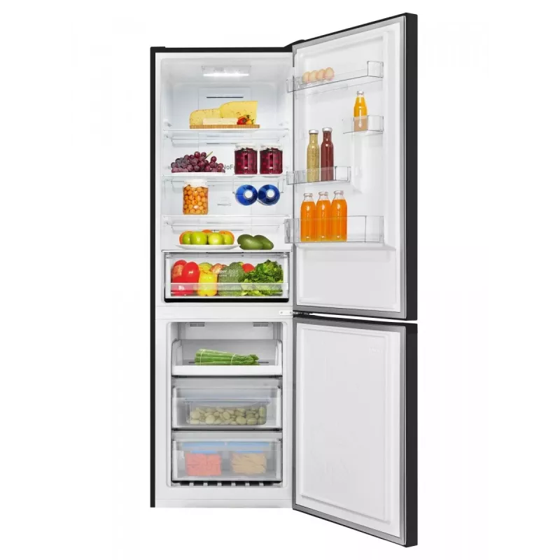 Amica FK3506D.2F(E) frigorífico combi, congelador inferior, 226 l frigorífico + 96 l congelador, Total No Frost, clase energética E, negro