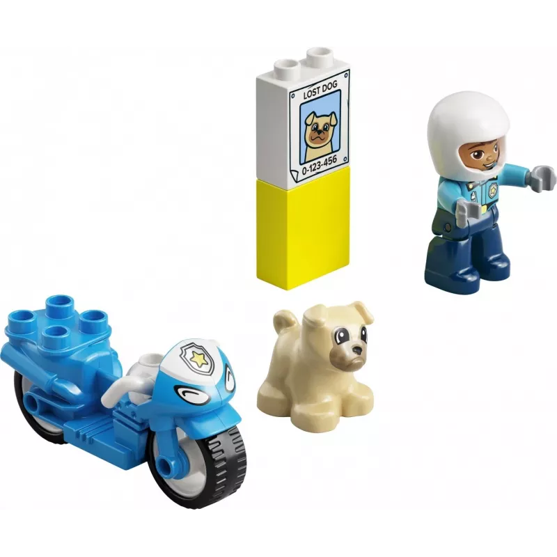 Set de moto de juguete LEGO Duplo Policía 10967 con ruedas móviles y figura de policía