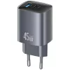 Cargador T66 45W CC290 GaN carga rápida plateado