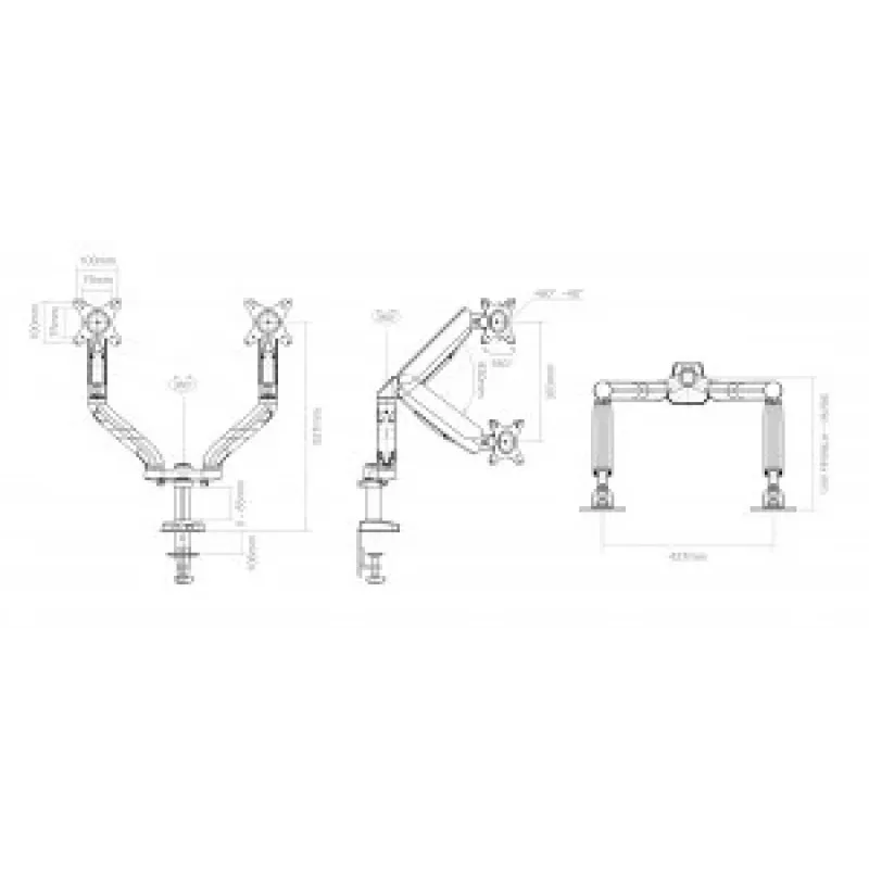 Soporte de mesa para 2 monitores LED/LCD 10-32 L-18GD ART 9KG 2xUSB3.0