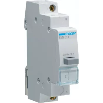Hager SVN311. Corriente nominal: 16 A. Grado de protección internacional (IP): IP20. Ancho: 17,5 mm, Alto: 83 mm (SVN311)