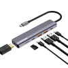 Hub USB Type-C CANYON DS-17 — HDMI, USB 3.2 Gen 1 A, USB-C, MicroSD, 10000 Mbit/s, gris