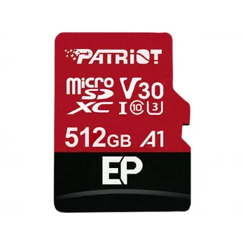 Tarjeta de memoria MicroSDXC PATRIOT 512 GB UHS‑I U3 V30 Class 10, velocidad de lectura hasta 90 MB/s, adaptador incluido