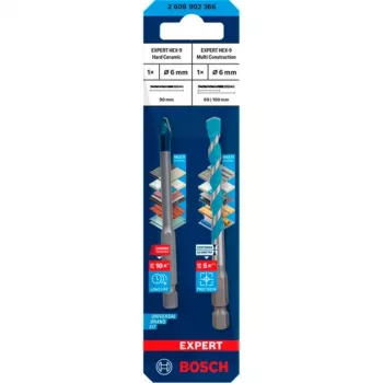 Juego de brocas Bosch Expert HEX-9 MultiConstruction 6 mm, 2 piezas