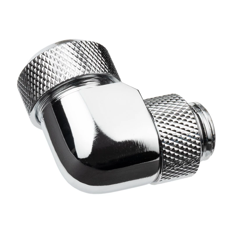 Racor de compresión Alphacool Eiszapfen 13mm HardTube 90° giratorio G1/4 - racor acodado para sistema de refrigeración líquida - cromado