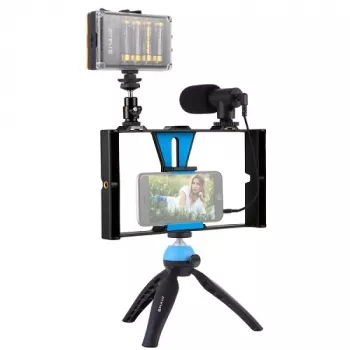 Kit para blogger con iluminación LED, trípode, soporte para móvil y micrófono
