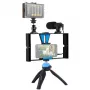 Kit para blogger con iluminación LED, trípode, soporte para móvil y micrófono