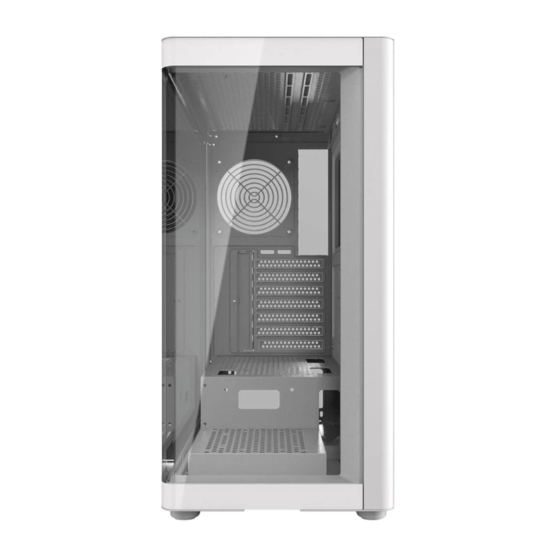Caja de ordenador DarkFlash DS900G blanca — Mid-Tower, cristal templado, sin ventiladores