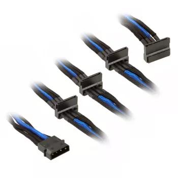 Cable SilverStone de Molex de 4 pines a 4x SATA, 300 mm - negro/azul