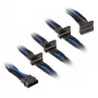 Cable SilverStone de Molex de 4 pines a 4x SATA, 300 mm - negro/azul