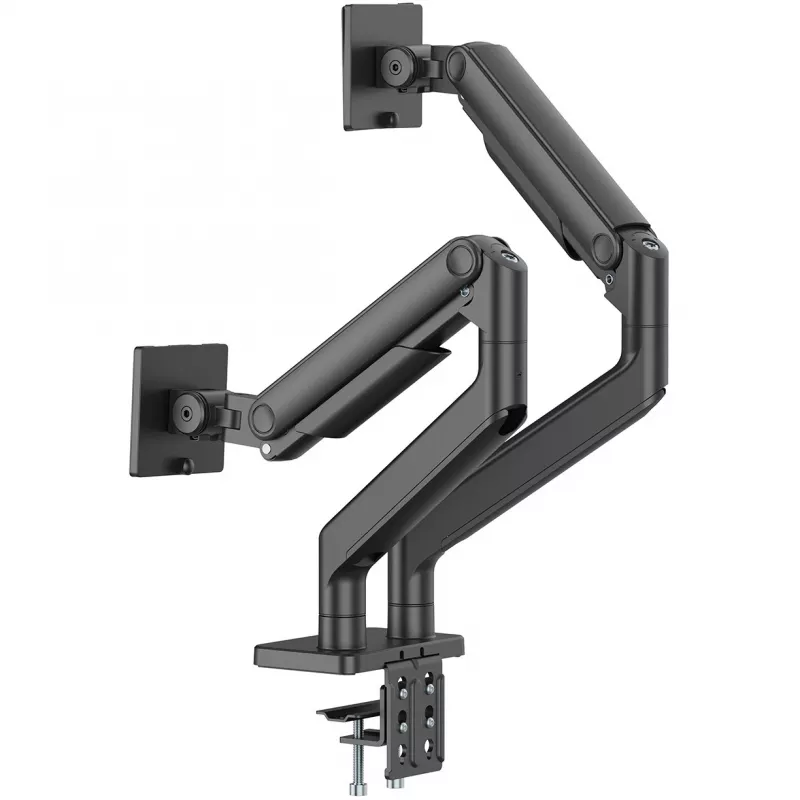 Soporte de monitor doble DIGITUS para 2 pantallas de 45 inch, pinza de mesa, 2×20 kg, VESA 75×75–100×100, inclinación -20–50°