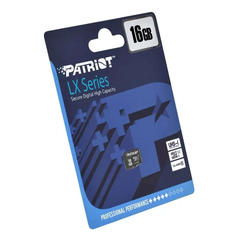 Tarjeta de memoria MicroSDHC PATRIOT PSF16GMDC10 — 16 GB, Class 10, UHS-I (U1), 80 MB/s, negro