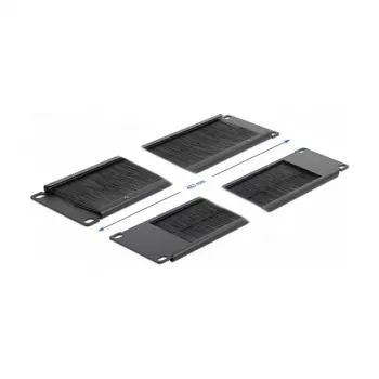 Panel de cepillos DeLOCK 19 pulgadas regleta de gestión de cables con cepillos 2U negro