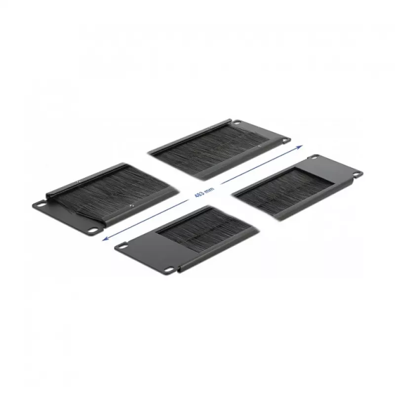 Panel de cepillos DeLOCK 19 pulgadas regleta de gestión de cables con cepillos 2U negro