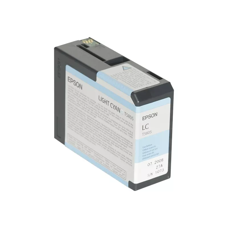 Epson Pack individual cian claro T580500, cian claro, tinta pigmentada, 80 ml, 1 unidad, pack individual