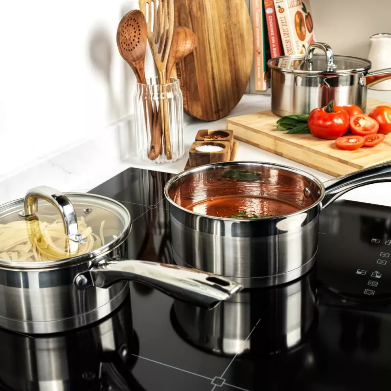 Set de ollas Salter BW06746EU7 — acero inoxidable set de 5 piezas con tapas
