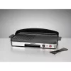 Parrilla eléctrica de mesa Rommelsbacher BBQ 2003 — 1900 W, 50×25 cm, estriada + teppanyaki, termostato continuo, plateado/negro