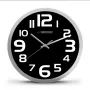 Reloj de pared Esperanza EHC013K Zurich negro cuarzo ovalado 25 cm, marco de aluminio, 4 cm de grosor