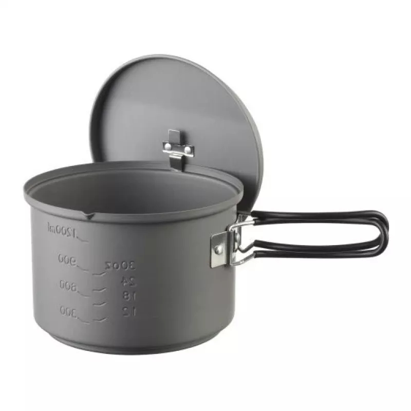 ESBIT set de cocina con hornillo de alcohol, aluminio 1,5 L, Ø15,4 cm, H115 mm, negro