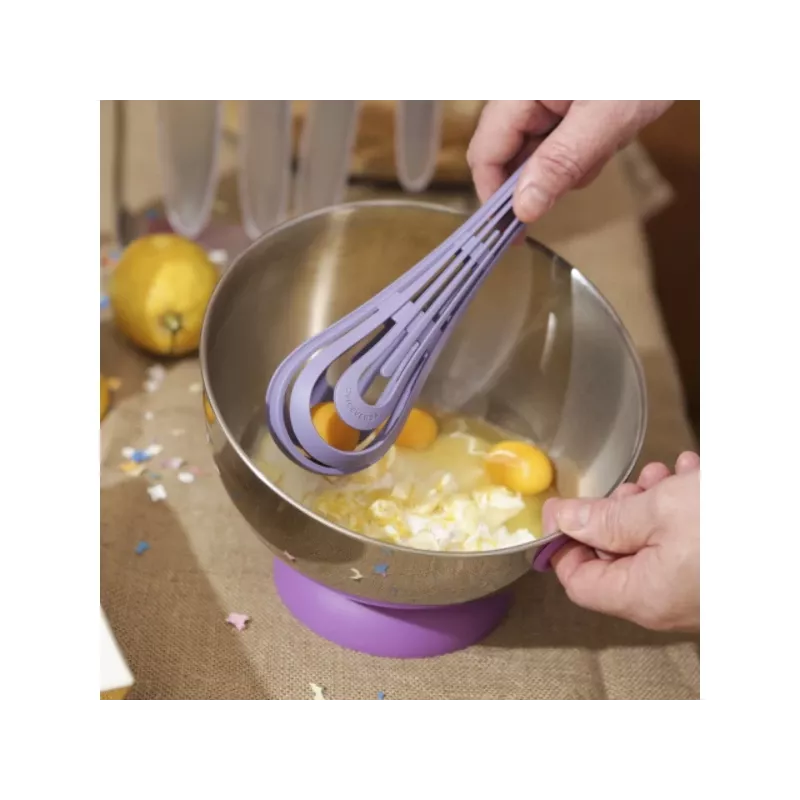 Set de cuenco y batidor ViceVersa Kogel Mogel violeta – cuenco de encimera con batidor a juego, modelo 16242