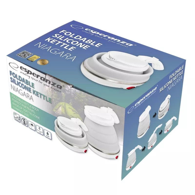 Hervidor eléctrico ESPERANZA EKK023 — 0,5 l, 750 W, blanco, acero inoxidable y plástico