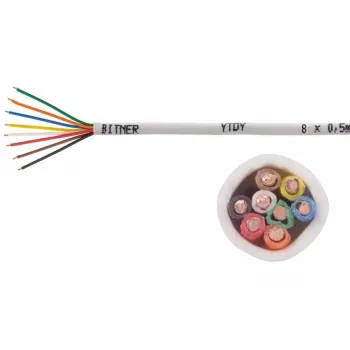 Cable de alarma BITNER YTDY 8x0,5 100 m — 8 hilos, 0,5 mm², funda de PVC