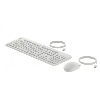 HP 225 G2 Combo de ratón y teclado con cable USB, tecla Copilot – Cashmere White – ESTONIO