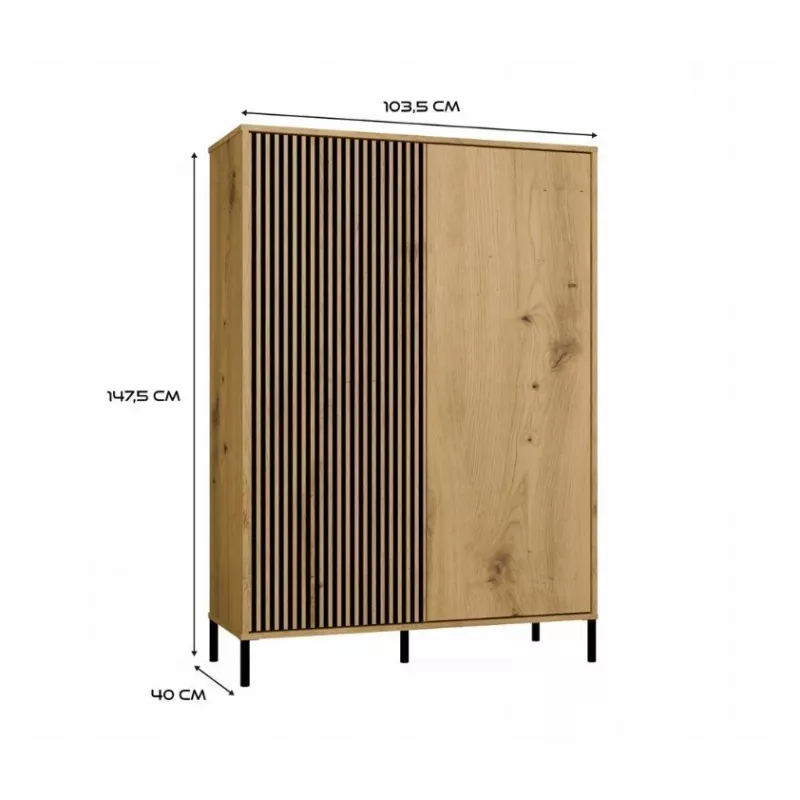 Vitrina KAMARO 2DD estrecha/GŁ roble ARTISAN