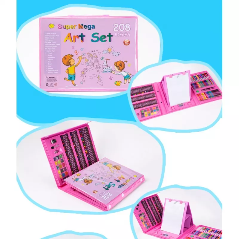 Set de arte Extralink 208 piezas — set de pintura con pinceles, colores, rotuladores