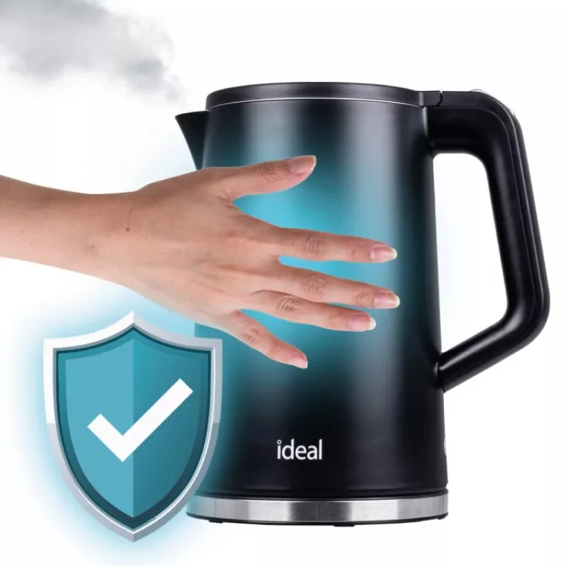 Hervidor de agua IDEAL 1,7 l, carcasa de acero, potencia 1500 W, negro
