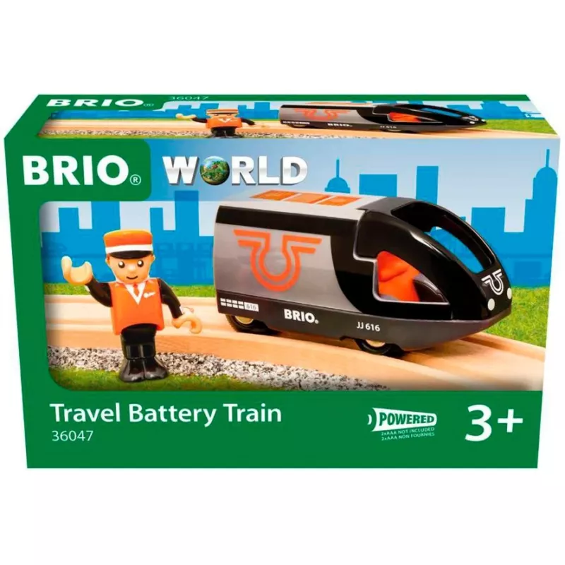 Tren de pasajeros BRIO 63604700 naranja-negro, set de tren de juguete de madera, compatible con vías BRIO