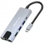 Hub USB-C QOLTEC 53795 5 en 1 con 100W PD, 2×USB-A, HDMI 4K, RJ45
