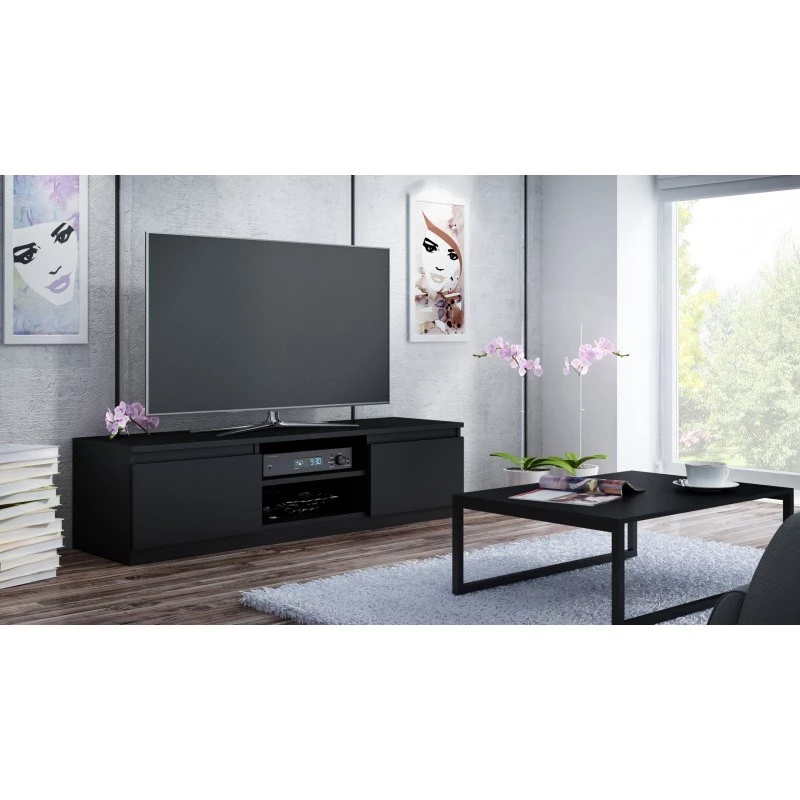 Mueble TV Topeshop RTV140 CZARNY con 2 estantes