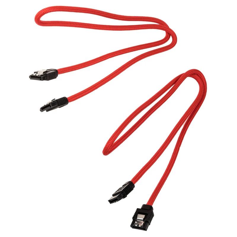 Corsair CC-8900254 Premium Sleeved cable SATA, SATA (M) a SATA (M), 60 cm, rojo (2 uds.)