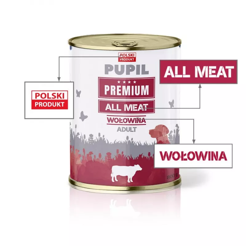 PUPIL Premium All Meat Beef - Comida húmeda para perros - 800g