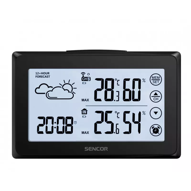 Estación meteorológica SENCOR SWS 2850 — temperatura y humedad interior/exterior, 1 sensor inalámbrico, 433,92 MHz, memoria máx/mín