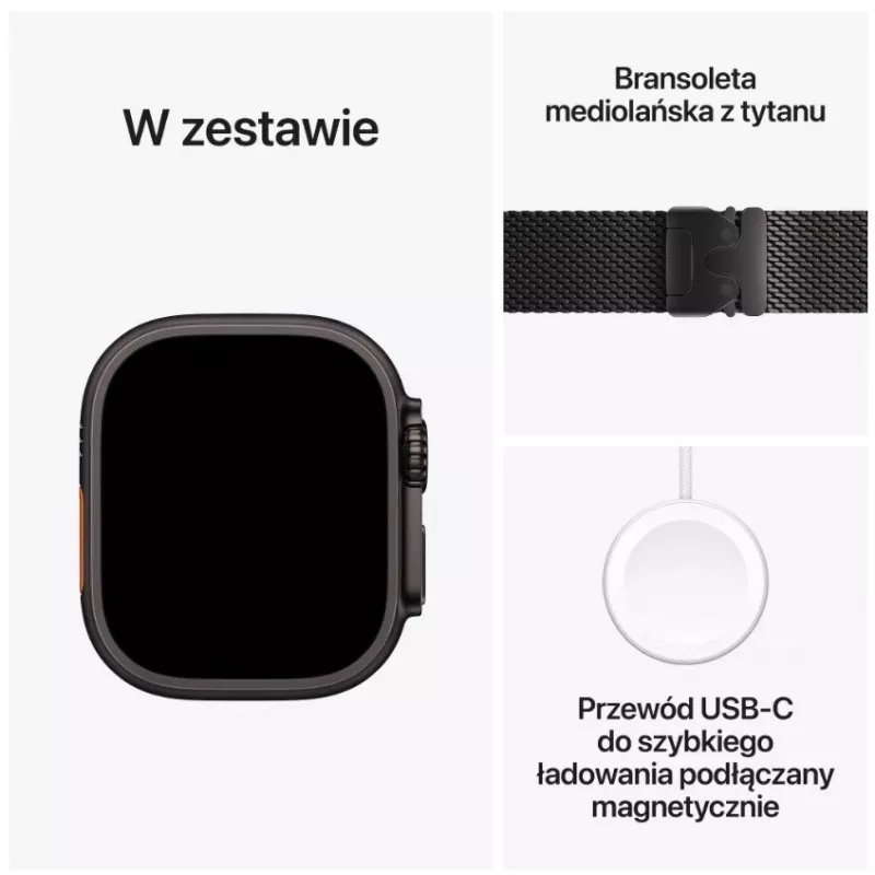Smartwatch Apple Watch Ultra 3 GPS + Cellular 49mm Caja de titanio negro con milanesa de titanio negra mediana