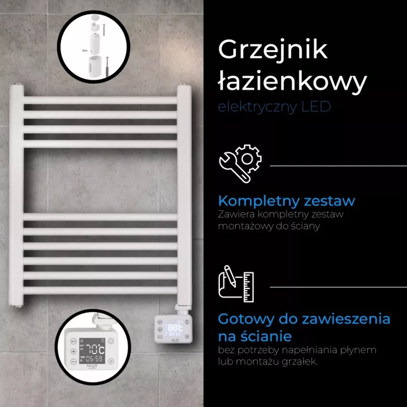 Radiador eléctrico de baño LED | AD 7823 | radiador | 400 W | blanco | IP24