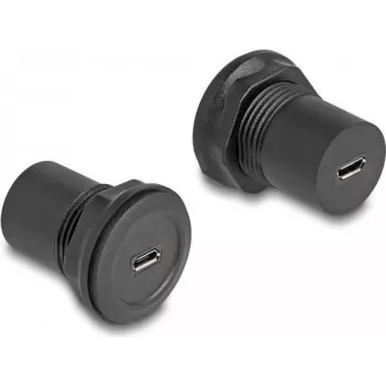 Conector empotrable DeLOCK USB 2.0 Type Micro-B a USB 2.0 Type Micro-B negro