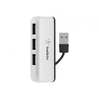 Hub de viaje Belkin USB 2.0 de 4 puertos, plateado, F4U021bt