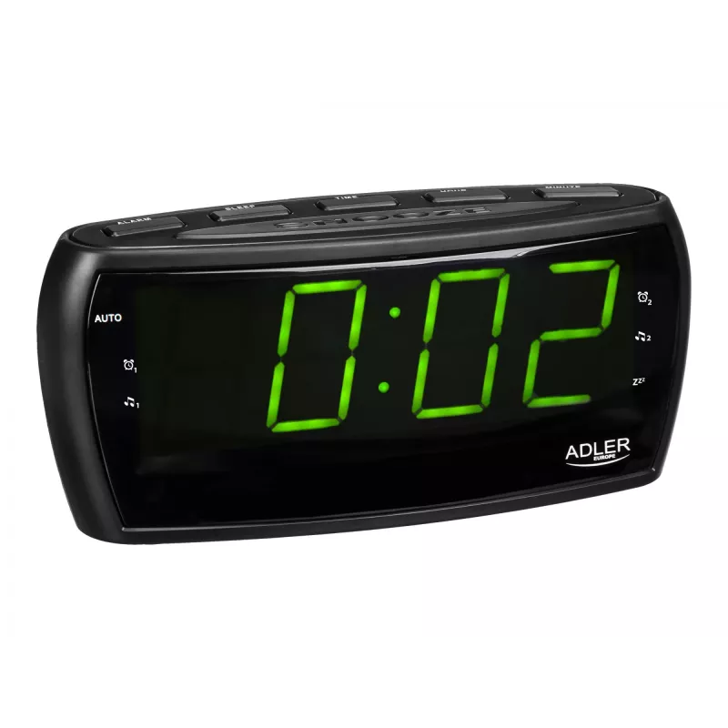 Radio despertador Adler AD 1121 — radio despertador, sintonizador FM/AM, pantalla LED, respaldo de batería, negro